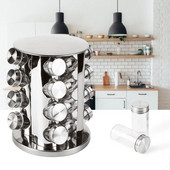 Set borcane de condimente, piagă rotativă, condimente pentru condimente, spray-uri cu piper, suport pentru sticle, suport de depozitare pentru bucătărie, organizator de uz casnic