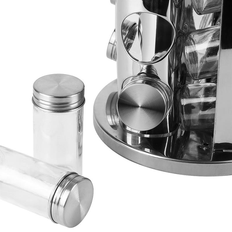 Set borcane de condimente, piagă rotativă, condimente pentru condimente, spray-uri cu piper, suport pentru sticle, suport de depozitare pentru bucătărie, organizator de uz casnic