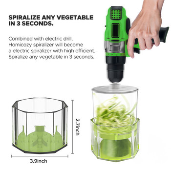 Πολλαπλός κόφτης λαχανικών 3 σε 1 Τρίφτης κοπής σπιραλιζέ για ηλεκτρικό τρυπάνι Magic Vegetable Spiralizer Αξεσουάρ κουζίνας
