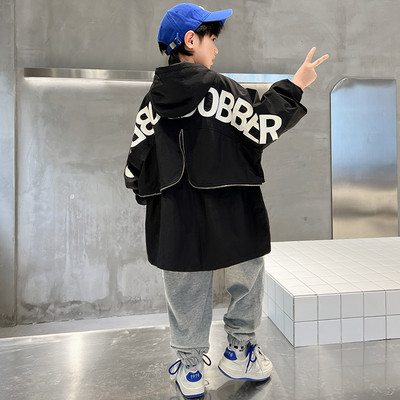 Sportinė striukė berniukui su raštu ir gobtuvu