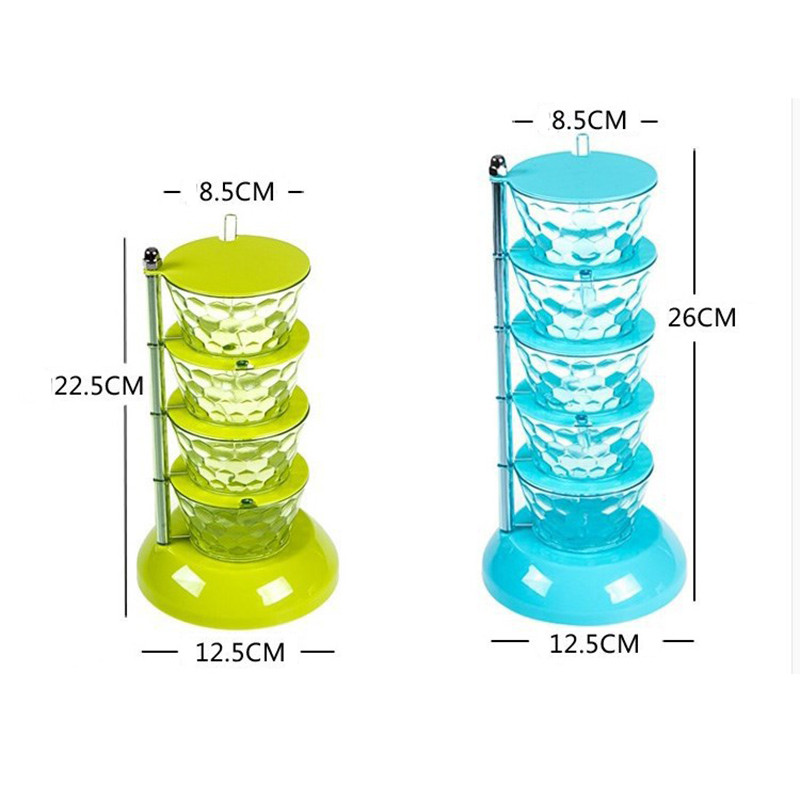 Forgó fűszeres doboz Kreatív függőleges többrétegű fűszerdoboz tégelyek Otthoni fűszerezés konyhai készlet Fűszerkanál konyhai kellék