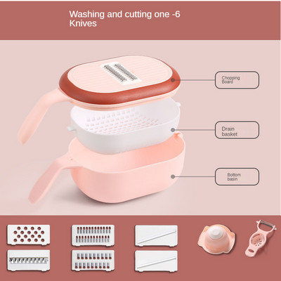 360 Rotate Zöldségvágó Aprítógép Szeletelő Aprító Gyümölcsburgonya hámozó Reszelő Konyhai tartozékok kosárral