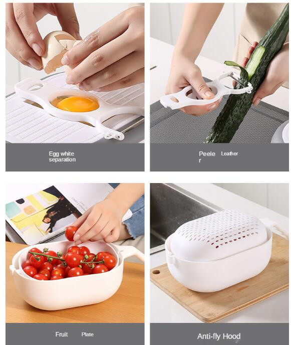 360 Rotate Zöldségvágó Aprítógép Szeletelő Aprító Gyümölcsburgonya hámozó Reszelő Konyhai tartozékok kosárral