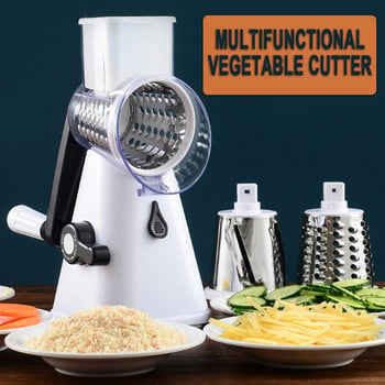 Πολυλειτουργικός χειροκίνητος κόφτης λαχανικών Στρογγυλός κόφτης μαντολίνας Τυρί πατάτας Gadgets κουζίνας με 3 λεπίδες