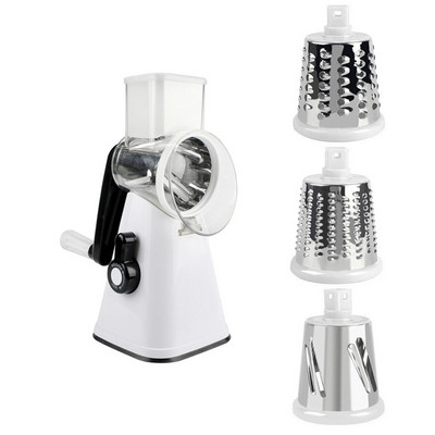 Többfunkciós kézi zöldségszeletelő kerek mandolinos burgonyasajt szeletelő konyhai kiegészítők 3 pengével