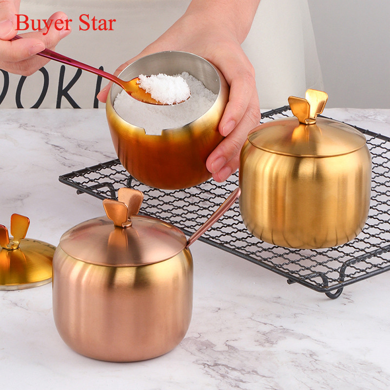 Nerūdijančio plieno prieskonių indeliai su dangteliu prieskonių indeliai Metalinės skardinės Prieskonių laikymo virtuvės prietaisai