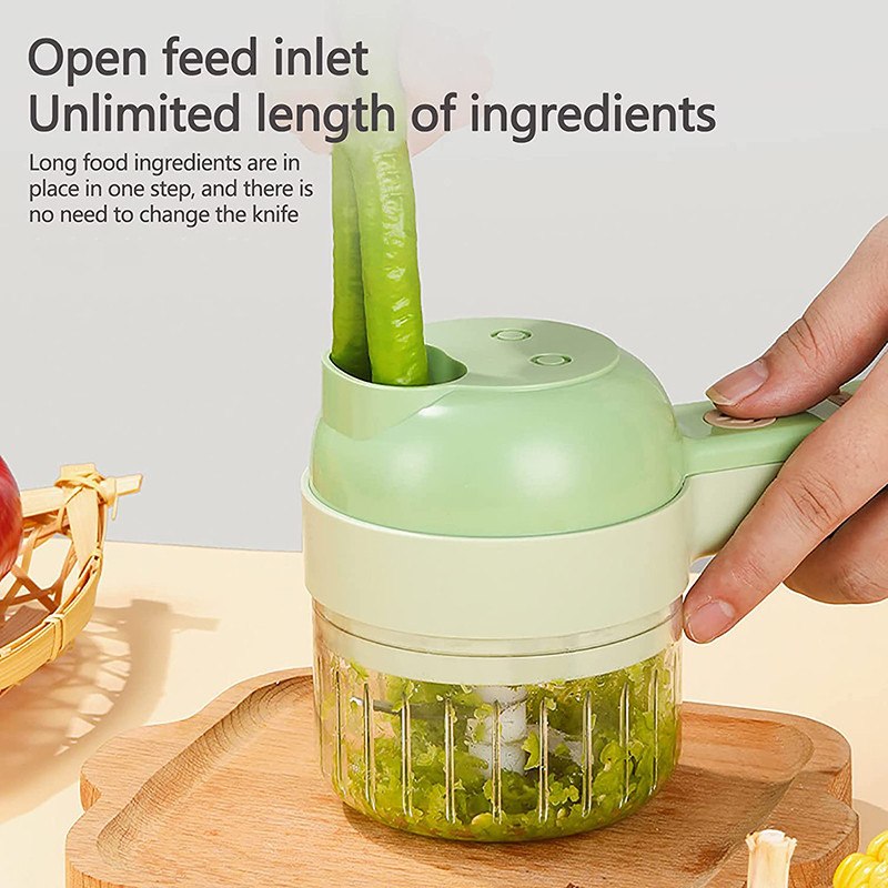 Set de tăiat legume electrice portabil fără fir 7 în 1, mașină de zdrobire electrică pentru usturoi, ardei iute, ceapă, țelină, ghimbir, carne