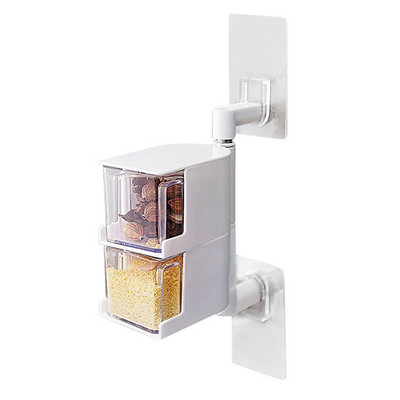 Daugiasluoksnė sieninė pakabinama pasukama laikymo dėžutė virtuvės prieskonių dėžutė pagardų dėžutės virtuvės reikmenims Įrankiai