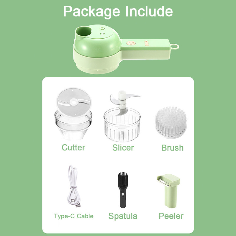 Električni rezač povrća Rezač krumpira Gnječilica češnjaka Sjeckalica za mrkvu 4 u 1 Višenamjenski mikser za rezanje hrane