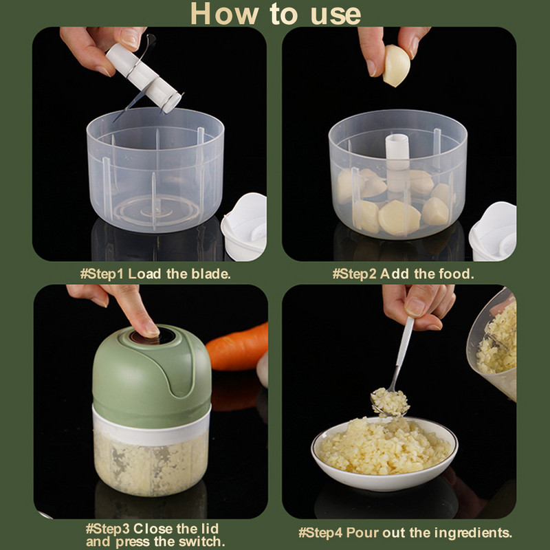 100 ml/250 ml ustensile de bucătărie Mini USB fără fir electric mașină de tocat usturoi presă tocator legume chili tocator carne tocator alimente