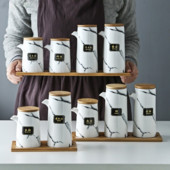 Marmurinis keraminis padažas alyvuogių aliejaus puodų rinkinys Sojų padažas, actas, prieskoniai skardinės aliejaus butelis Virtuvė Maisto gaminimo įrankiai laikymo butelių rinkinys