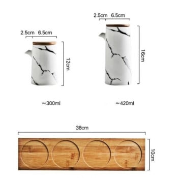 Мраморен керамичен сос зехтин Комплект тенджери Соев сос Оцет Подправка Консерва Масло Бутилка Кухненски инструменти за готвене Комплект бутилки за съхранение