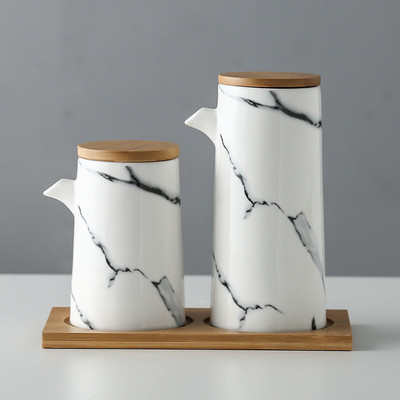 Marmurinis keraminis padažas alyvuogių aliejaus puodų rinkinys Sojų padažas, actas, prieskoniai skardinės aliejaus butelis Virtuvė Maisto gaminimo įrankiai laikymo butelių rinkinys