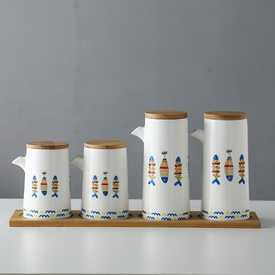 Marmurinis keraminis padažas alyvuogių aliejaus puodų rinkinys Sojų padažas, actas, prieskoniai skardinės aliejaus butelis Virtuvė Maisto gaminimo įrankiai laikymo butelių rinkinys