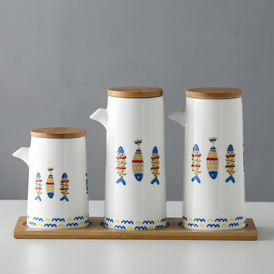 Marmurinis keraminis padažas alyvuogių aliejaus puodų rinkinys Sojų padažas, actas, prieskoniai skardinės aliejaus butelis Virtuvė Maisto gaminimo įrankiai laikymo butelių rinkinys