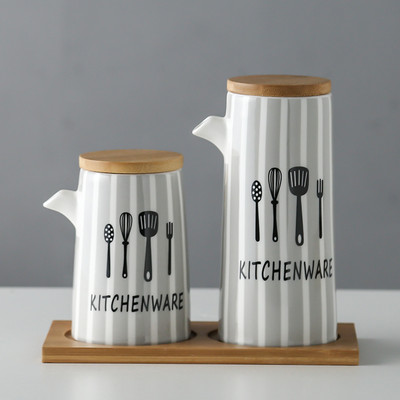 Marmurinis keraminis padažas alyvuogių aliejaus puodų rinkinys Sojų padažas, actas, prieskoniai skardinės aliejaus butelis Virtuvė Maisto gaminimo įrankiai laikymo butelių rinkinys