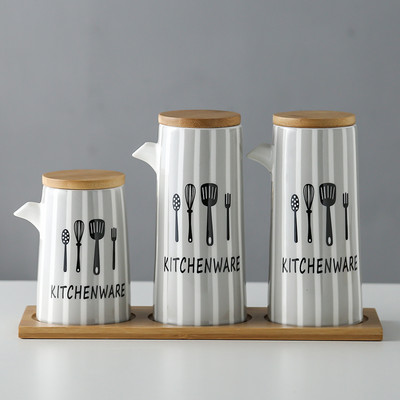 Marmurinis keraminis padažas alyvuogių aliejaus puodų rinkinys Sojų padažas, actas, prieskoniai skardinės aliejaus butelis Virtuvė Maisto gaminimo įrankiai laikymo butelių rinkinys