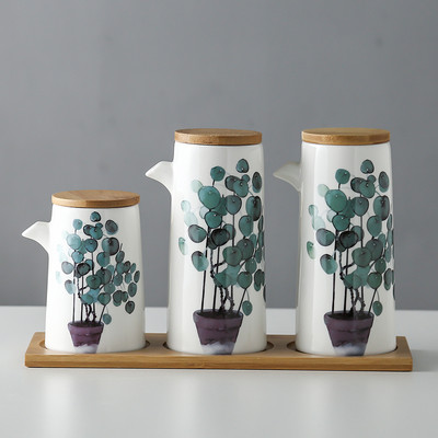 Marmurinis keraminis padažas alyvuogių aliejaus puodų rinkinys Sojų padažas, actas, prieskoniai skardinės aliejaus butelis Virtuvė Maisto gaminimo įrankiai laikymo butelių rinkinys