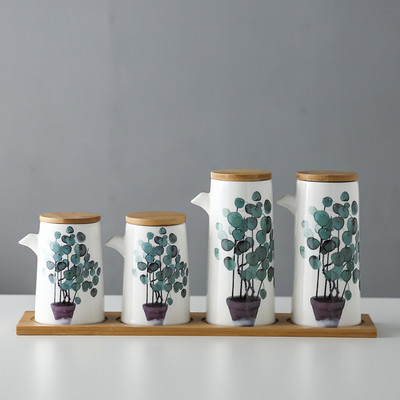 Marmurinis keraminis padažas alyvuogių aliejaus puodų rinkinys Sojų padažas, actas, prieskoniai skardinės aliejaus butelis Virtuvė Maisto gaminimo įrankiai laikymo butelių rinkinys