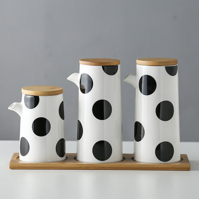 Marmurinis keraminis padažas alyvuogių aliejaus puodų rinkinys Sojų padažas, actas, prieskoniai skardinės aliejaus butelis Virtuvė Maisto gaminimo įrankiai laikymo butelių rinkinys