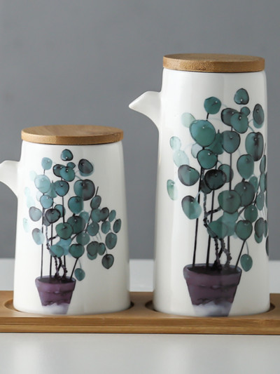 Marmurinis keraminis padažas alyvuogių aliejaus puodų rinkinys Sojų padažas, actas, prieskoniai skardinės aliejaus butelis Virtuvė Maisto gaminimo įrankiai laikymo butelių rinkinys