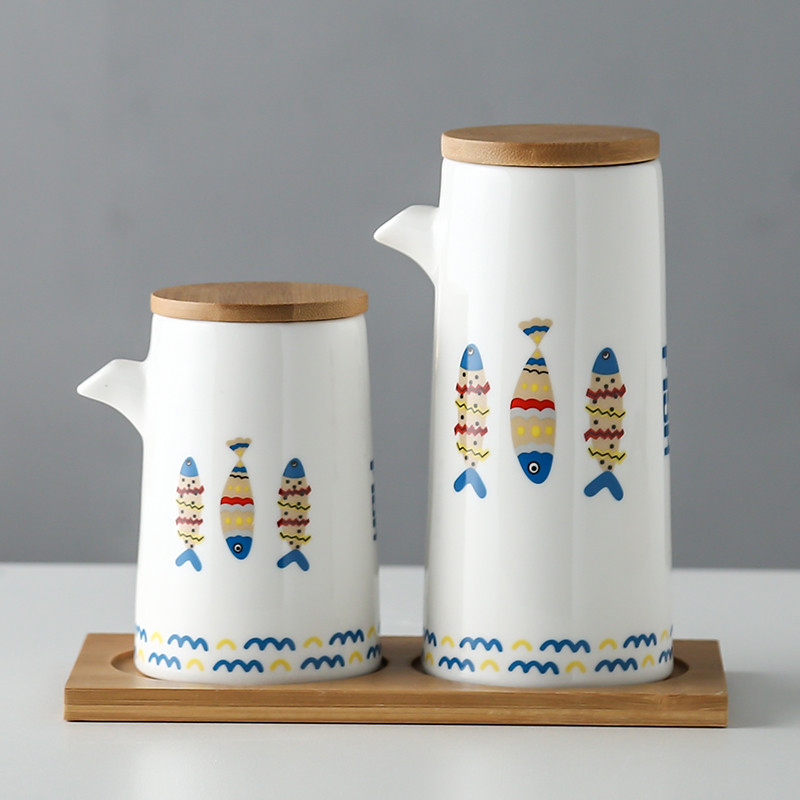 Marmurinis keraminis padažas alyvuogių aliejaus puodų rinkinys Sojų padažas, actas, prieskoniai skardinės aliejaus butelis Virtuvė Maisto gaminimo įrankiai laikymo butelių rinkinys