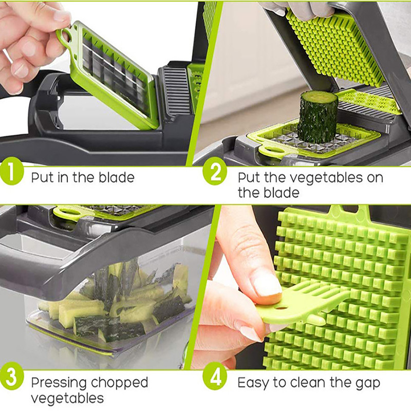 8 az 1-ben többfunkciós zöldségvágó Gyümölcsszeletelő Élelmiszer aprító Zöldség aprító lefolyó kosárral Kütyük Konyhai tartozékok
