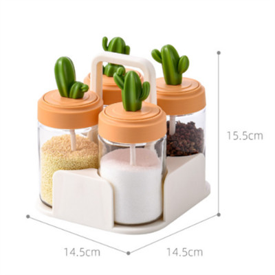 Set borcane pentru condimente de bucătărie, capac de cactus din sticlă, organizator de suport pentru condimente, cutie de condimente, recipient pentru pudră de zahăr, provizii pentru depozitarea condimentelor