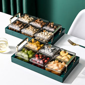 Nordic Grid Gold Perem szárított gyümölcstál desszert uzsonnatál tálcás fedővel saláta étel dió tároló üveg kis edénytartó étkészlet