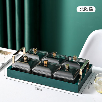 Nordic Grid Gold Perem szárított gyümölcstál desszert uzsonnatál tálcás fedővel saláta étel dió tároló üveg kis edénytartó étkészlet