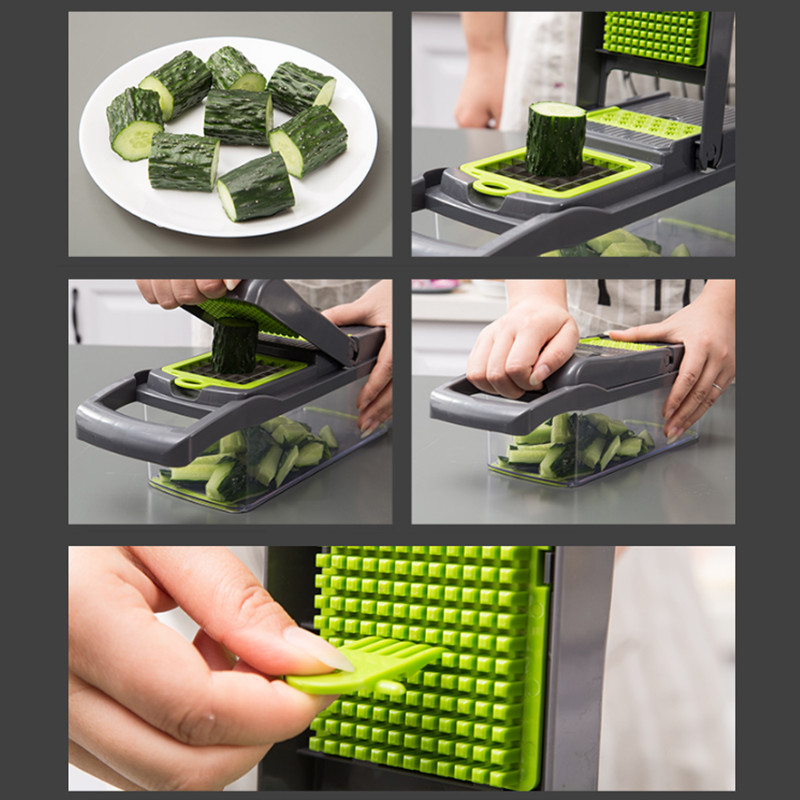 Köögiviljahakkija Mandoliini viilutaja suure mahutiga Spiraliseerija Köögiviljatükeldaja Köögiviljalõikur Köögitarvikud