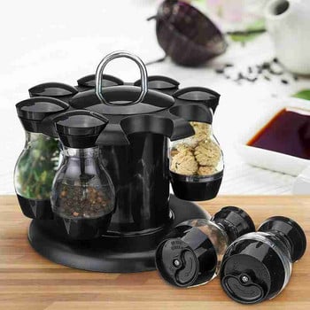 Въртящ се на 360 комплект подправки Буркан за подправки StorageBox HomeKitchen Cruet Rack 8/16 бр. Запечатан буркан Кафе, захар Контейнер за подправки Bo H0C7