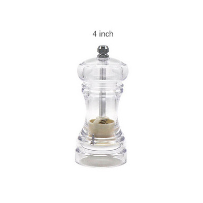 4/5/6 hüvelykes akril átlátszó paprikadaráló kézi paprikadaráló és sószóró állítható durvaságú kerámia mechanizmussal