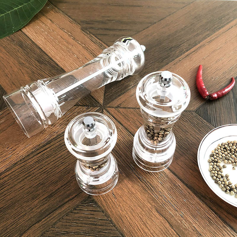 4/5/6 hüvelykes akril átlátszó paprikadaráló kézi paprikadaráló és sószóró állítható durvaságú kerámia mechanizmussal