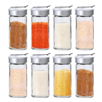 Kapmore 8 τεμ./σετ Μπουκάλι καρυκεύματα Ανθεκτικό στη θερμότητα Γυάλινο Σέικερ Καρυκεύματα Μπουκάλι μπαχαρικών για αλάτι πιπέρι Εργαλεία κουζίνας για μαγείρεμα