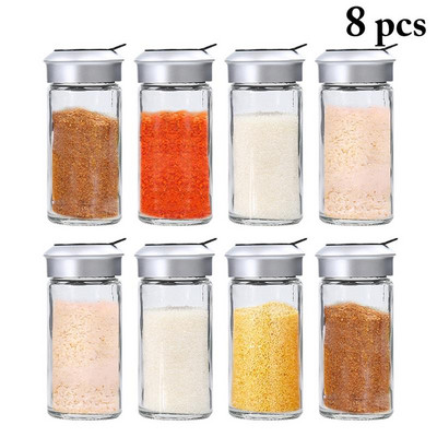 Kapmore 8vnt/komplektas Prieskonių buteliukas Karščiui atsparus stiklinis prieskonių plaktuvas Prieskonių buteliukas druskai pipirams Virtuvės įrankiai maisto gaminimui