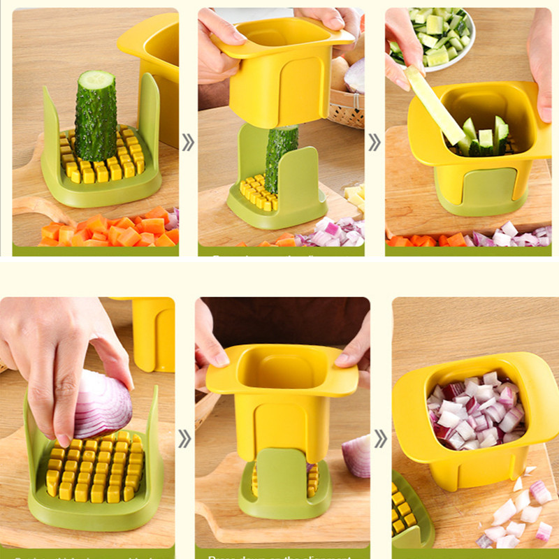 Mandoline Zöldség Gyümölcs Vágó Hagyma Sárgarépa Burgonyaszeletelő Sonka Kolbász Kockavágó Konyha Újszerű Konyhai Szerszám Kiegészítők Kütyük