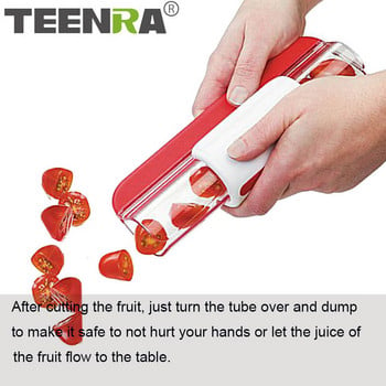 TEENRA Red Tomato Slicer Easy Резачка за домати от неръждаема стомана Резачка за плодове и зеленчуци Кухненски джаджи