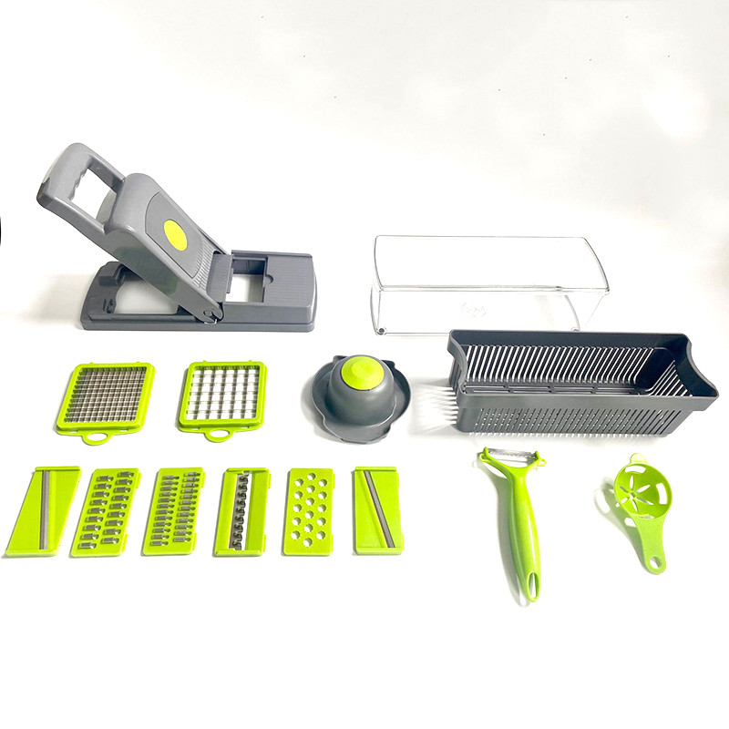 14 vnt Daržovių pjaustyklė Daugiafunkcinė mandolino pjaustyklė Vaisių bulvių skustukas Morkų trintuvas Virtuvės priedai Krepšelio pjaustyklės įrankis