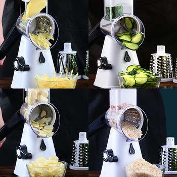 Χειροκίνητος κόφτης λαχανικών Πολυλειτουργικός στρογγυλός τρίφτης 3 σε 1 πατάτας καρότο τυρί Gadgets κουζίνας Εργαλεία κόφτη κουζίνας