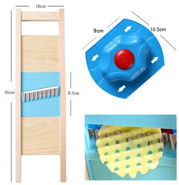 Дървена резачка за зеленчуци Острие от неръждаема стомана Ръчен чопър Решетка за картофи Решетка Решетка с гофрирана мрежа Комплекти кухненски джаджи