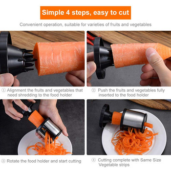 1Pcs Vegetable Slicer Manual Spiralizer από ανοξείδωτο ατσάλι Vegetable Slicer Cutter Veggie Spiral Cutter Zoodle Maker