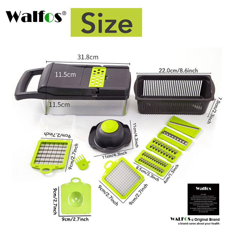 Tăiător de legume multifuncțional WALFOS, cu coș, fructe, cartofi, răzătoarea de morcovi tăiați, mandolină, accesorii de bucătărie