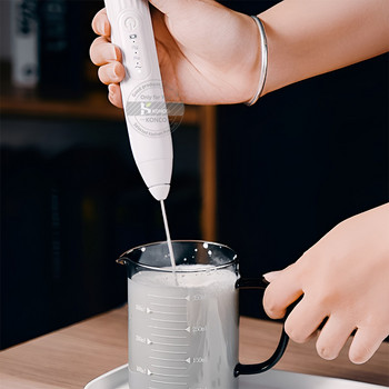 Електрически пенообразувател за мляко USB акумулаторна ръчна машина за пяна Двойна бъркалка Миксер за напитки Високоскоростен пръчка за разпенване на кафе Кухненски инструмент