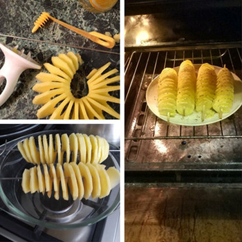 1 σετ Κόφτης πατάτας από ανοξείδωτο ατσάλι και πλαστικό στριφτό κόφτη σε φέτες πατάτας σπιράλ DIY Εγχειρίδιο Δημιουργικά Gadgets κουζίνας