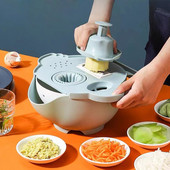 Tăiător de legume Coș de scurgere 9 în 1 Set Gadgets de bucătărie Rolă Tăiător de fructe de cartofi Tocător de curățat Separator de ouă Instrumente pentru suc