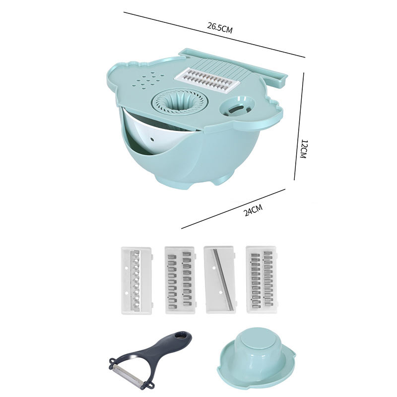 Tăiător de legume Coș de scurgere 9 în 1 Set Gadgets de bucătărie Rolă Tăiător de fructe de cartofi Tocător de curățat Separator de ouă Instrumente pentru suc
