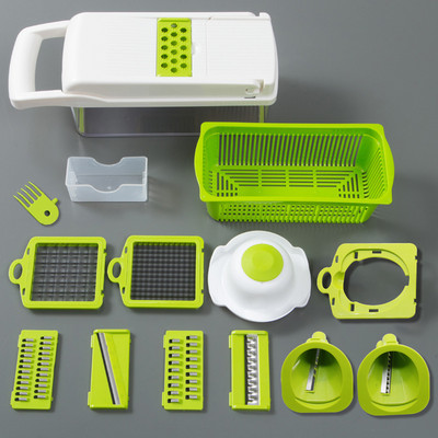 Zöldségvágó Multifunkciós Gyümölcsburgonya Sárgarépa Hámozó Kockavágó Konyhai Kiegészítők Zöldségszeletelő kosár aprítóval