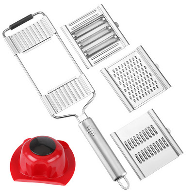 Rende od nehrđajućeg čelika 3/4 oštrice Višenamjenska ribalica za povrće i voće Sjeckalica Ručni rezač povrća za ribež sa štitnikom za ruke