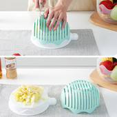 3-ühes loominguline multifunktsionaalne salatikauss, puu- ja juurviljade lõikamiskauss, köögividin, puuviljahakkimismasin, lõikurid salativalmistaja 1 tk